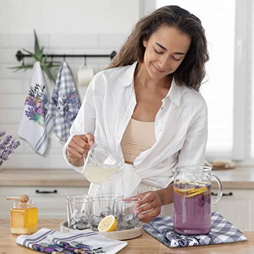 Set of 6 Lavender Kitchen Towels Purple Floral Dishtowels Rustic Absorbent Purple Tea Hand Towels 24 x 16 Inches Lavender Lover Gifts for Farmhouse Kitchen Bathroom Accessories Decorations - color: Lavender