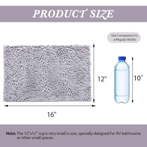 Non-Slip Bath Rug, 12 x 16 inches Extra Soft Microfiber Bedroom Shag Carpet with Anti-Slip Backing,Water/Dust Absorbent Fast Dry Shower Mat,Sound Insulated Stairs Pad,Machine Washable(Grey) - color: Grey, size: 1'4" x 1' (Rectangular)