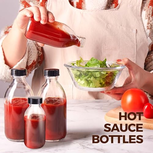 12 Pack 4 oz Boston Glass Bottle with Cap, Empty Glass Bottles for Homemade Vanilla Extract, Essential Oils, Juice, Potion, Syrup, Liquids, Christmas, Holiday Gift (Clear) - color: Clear, size: 12 Pack