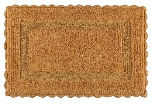 Savi Home Cotton Crochet Bathmat with Antiskid 17x24 Mustard, 100% Pure Cotton, Super Soft Bath Rug, Plush & Absorbent, Hand Tufted Heavy Weight Construction, Full Reversible Step Out Rugs - color: Mustard, size: 1'5" x 2' (Rectangular)