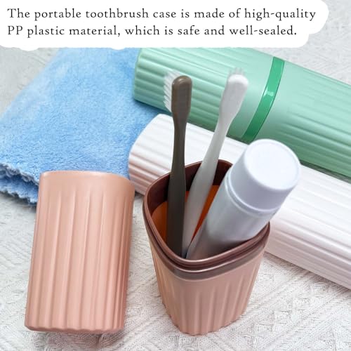 Pink Toothbrush Travel Case Portable Pink Travel Toothbrush Holder Toothbrush Travel Containers for Bathroom Travel Camping School Toothbrush and Toothpaste Travel Case