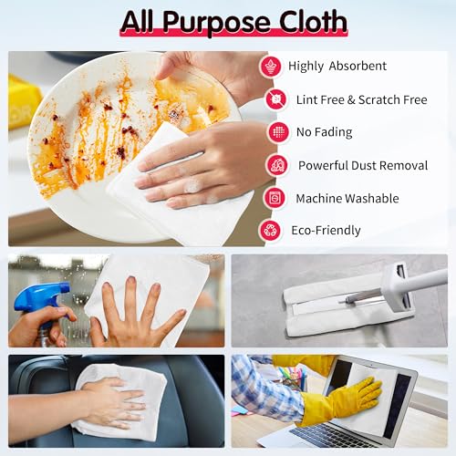 20 Pack White Microfiber Cleaning Cloth, Lint-Free Car Wash Towels, All-Purpose Absorbent Cleaning Rags for Housekeeping, Dust Cloth for Office, Mechanic, Automotive - color: White