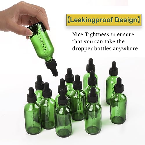 NOOEEISS 2oz Glass Dropper Bottle,Preety Texture Tincture Bottles with Precise Scales Eye Droppe,for All Kinds Of Mixed Liquids,Leak-Proof Design for Easy Travel (Green-24Pack) - color: Green, size: 2oz-24Pack