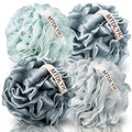 MTDLYICE Loofah Sponge, XXL Large Loofah 100g 4 Pack, Bath Sponge Soft Mesh Shower Loofah for Men, Body Scrub, Shower Pouf Bath Accessories, for Body Wash, Soap (Blue Gray) - style: Blue Gray