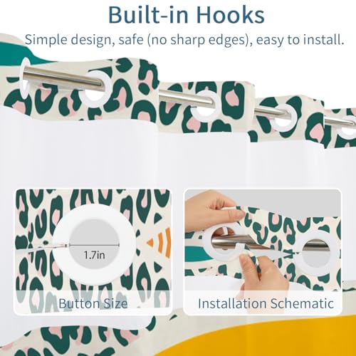 No Hook Shower Curtain with Snap in Liner Set FYLX00225 - color: Leopard Stripe Wave