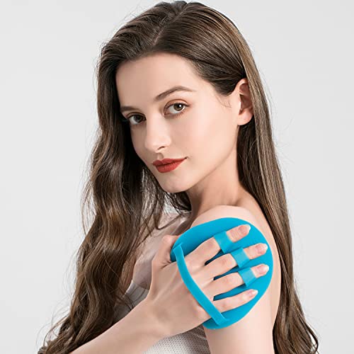 2 Pack Soft Silicone Shower Brush, Bath Exfoliating Skin Massage Scrubber | Body & Face & Short Hair Wash, Dry Skin Brushing Glove Loofah, Fit for Sensitive and All Kinds of Skin (Blue+Gray) - color: 1 Pars_blue+gray