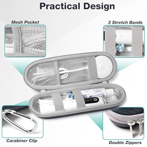 Nincha Hard Shell Electric Toothbrush Case - for Oral-B iO/Pro/Smart Series, Philips Sonicare Electric Toothbrush, Bigger Size Travel Case Fits all Powered Toothbrushes and Accessories Grey - color: Grey