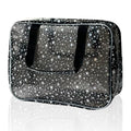 Black Holographic Star Cosmetic Bag for Women 11.8x5.1x8.2 Inches Portable Travel Toiletry Bag with Handles,Durable PVC Material,Zipper Design-Ideal Large Clear Makeup Organizer - color: Gray