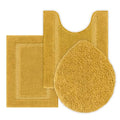 SHACOS 3 Pieces Bathroom Rugs with Toilet Lid Cover, Honey Mustard | Soft Absorbent, Non Slip, Washable, Microfiber, 16"x24"+U-Shape 20"x24"+Lid Cover19"x21" - color: Honey Mustard, size: 16"x24"+U-Shape 20"x24"+Lid Cover 19"x21"