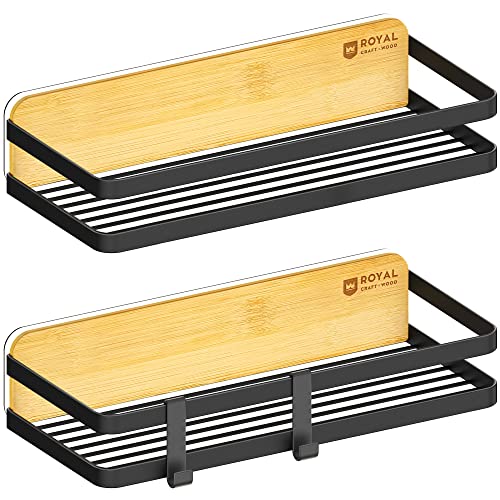 ROYAL CRAFT WOOD Bathroom Organizer Shower Bathtub Caddy - color: Black, size: 43" x 9" x 2"