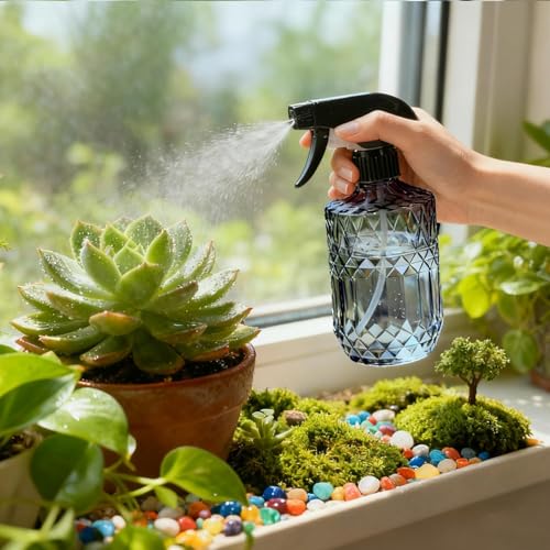 Glass Handheld Spray Bottle, 15oz Refillable Water Bottle Spray, Reusable Adjustable Nozzle Plant Mister Spray Bottles Indoor, Plant Mister for Hair, Cleaning, Gardening, Pets Care (Dark Grey) - color: Dark Grey a