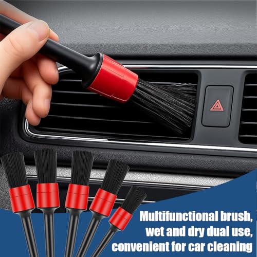 11PCS Car Detailing Brush Set, Soft Boar Hair Vehicle Interior Exterior Detail Cleaning Brush, Automotive Detailing Cleaner Kit for Wheel, Air Vent, Seat, Universal for Most Vehicles
