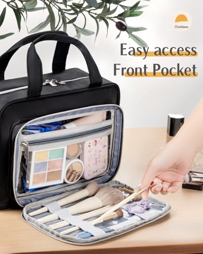 Travel Hanging Toiletry Bag for Women - Waterproof Cosmetic Organizer with Clear Window, Lightweight Bathroom Bags for Essentials, Makeup, Shampoo, Toiletries Black,Large - color: Black, size: L (11.8x9x4inch)