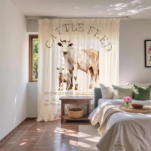 Farmhouse Abstract Animal Cattle Feed Cow Rustic Theme Fabric Shower Curtain Sets Bathroom Decor with Hooks Waterproof Washable 72 x 84 inches Ivory White - size: 72"W x 84"L (Pack of 1)