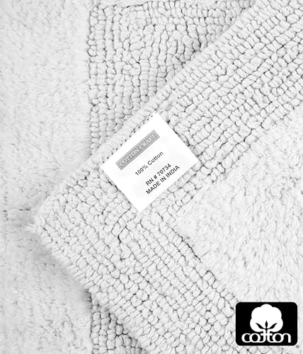 Cotton Craft 2 Piece Reversible Step Out Bath Mat Rug Set 17x24 White, 100% Pure Cotton, Super Soft, Plush & Absorbent, Hand Tufted Heavy Weight Construction, Full Reversible, Rug Pad Recommended - color: White, size: 17x24 Inches