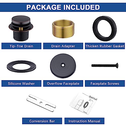 Brass Tip-Toe Tub Drain Kit, Oil Rubbed Bronze Tub Drain and Overflow Kit with Single Hole - color: Oil Rubbed Bronze, style: 1-hole