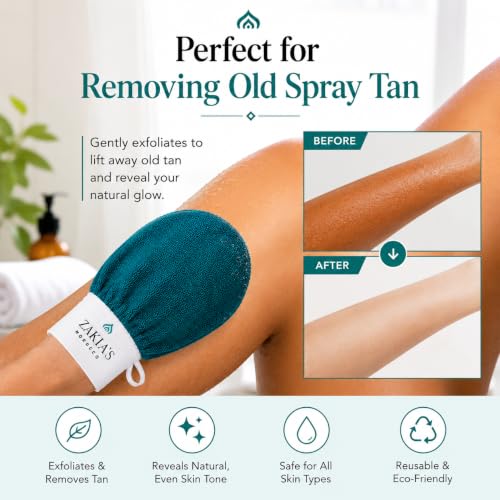 Kessa Exfoliating Mitt – Teal for Radiant Skin | Microdermabrasion, Removes dead skin, dirt and grime, spray tan removal - color: Teal Blue, size: 1 Count (Pack of 1)