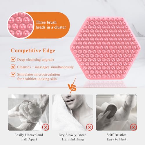 VWMYQ Silicone Face Scrubber for Men, Gentle Exfoliator Pad & Massager, Facial Cleansing Brush Silicone Face Wash Brush Removes Dead & Dry Skin（Pink） - color: Pink