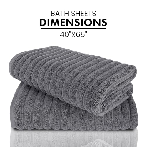 Classic Turkish Towels CTT - Premium 2 Piece Jumbo Bath Sheets, 100% Turkish Cotton, Absorbent & Ultra Comfy Bath Towel Sheets for Hotels & Spa | 40"x65" (Grey) - color: Grey, size: 2-Piece Bath Sheets