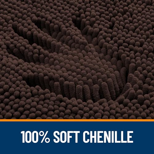 OLANLY Toilet Rugs U-Shaped 20x20, Extra Soft Absorbent Chenille Contour Bathroom Rugs for Toilet, Dry Quickly, Machine Washable, Non-Slip Bath Mat, Brown - color: Brown, size: 20" X 20" Contour Rug