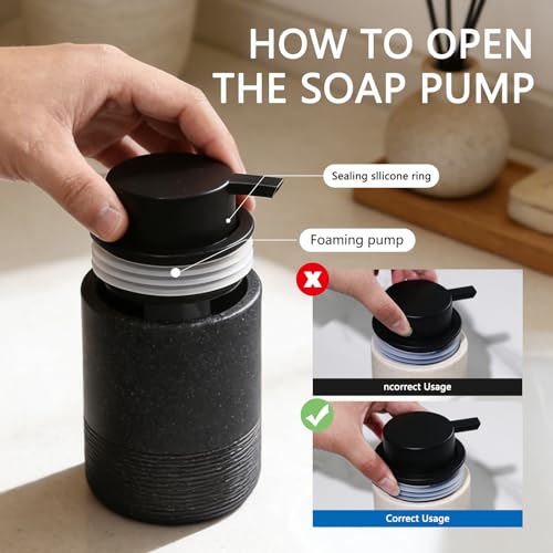 Resin Foaming Soap Dispenser, 11 OZ Bathroom & Kitchen Foam Soap Dispenser, Easy Press Pump, Refillable Hand Soap Dispenser, Modern Decor (Black) - color: Black