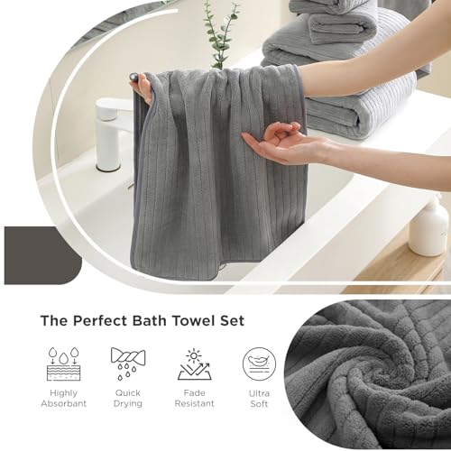 Hailea Grey Hand Towels Set 16x31 Inches,Soft Microfibers Bathroom Towel Set 2 Pack,Highly Absorbent Quick Dry Luxury Towel Hotel Spa Gym Hand Towel Collection for Bathroom - color: Grey, size: 2-Piece Hand Towel