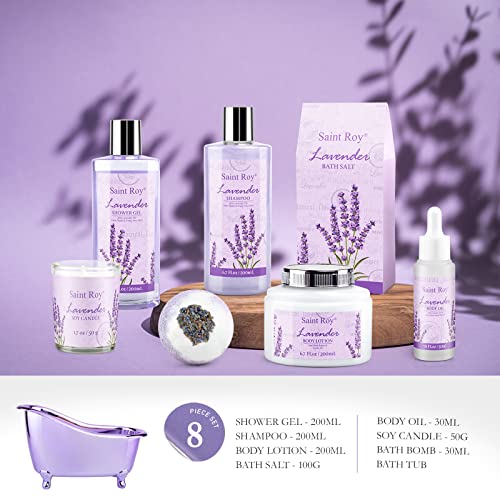 Spa Gift Basket Gifts for Women, Lavender Bath and Body Gift Basket Spa Kit | Bath Beauty Kit, Self-Care Relaxation Set, Home Spa Gift Basket, Birthday, Christmas, Bath Spa Kit Woman gift, Anniversary