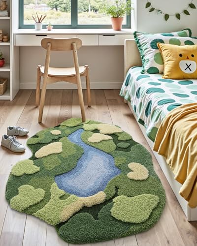 DEXI Moss Bath Mat, Ultra Thick Soft Green Bathroom Rug, Non Slip Washable Bathmat, Water Absorbent Microfiber Carpet Rugs for Shower Floor, Sink, Bedroom, 55x39, Moss Green - color: Green Moss-large