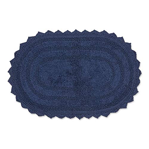 DII Crochet Collection Reversible Bath Mat, Small Oval, 17x24, French Blue - color: French Blue, size: 1'5" x 2' (Oval)