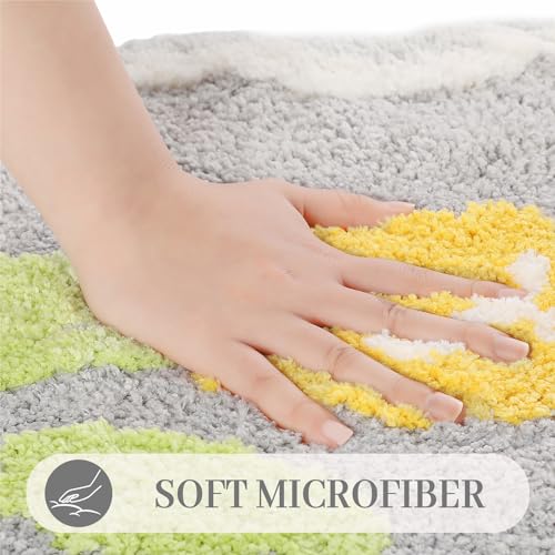 Toilet Bath Rug, U-Shaped Non-Slip Toilet Rug, Flower Rug for Bathroom Floor Soft Plush Microfiber Mat Super Absorbent Washable Bath Shower Mat, 19.5 x 21.5 Inches, Grey - color: Grey