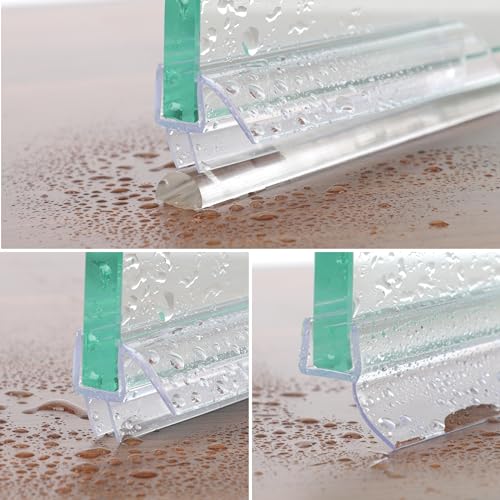 Frameless Shower Door Seal Strip 2 Pack x 39 Inch MD Glass Shower Door Bottom Seal Side Seal Strip Door Sweep for 3/8" Glass Ultra-Clear Polycarbonate Stop Shower Leaks Create A Water Barrier - color: MD-Type Bottom, size: 2PCS x 39" for 3/8" Glass