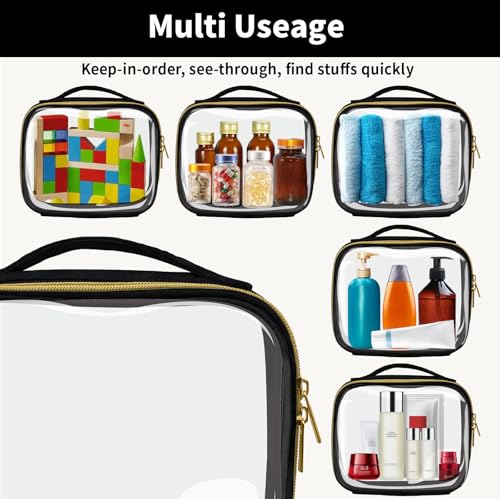TSA Approved Travel Toiletry Bag,2 Pack Clear Makeup Bags with Handles,Quart Size Clear Cosmetic Bags for Traveling Women,Men,Carry on Airport Airline Compliant Bag,Black - color: Black, size: 2 Pack, 1 Medium, 1 Large