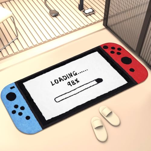 Gaming Bath Mat, Gamer Bath Rugs Non-Slip Absorbent PlayStation Rug Video Game Rug for Bathroom Floor Tub Kids Bathroom Rugs - color: Blue-white-red