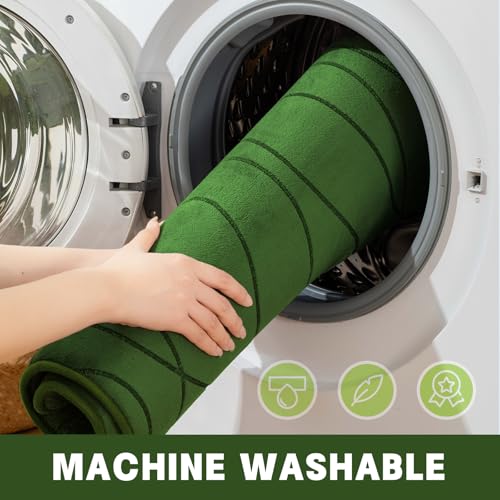 YIHOUSE Bathroom Rugs Set 2 Piece, Memory Foam Bath Mat Green | U Shaped+Small Mat, Ultra Soft, Absorbent, Non-Slip, Machine Washable, for Bathroom, Sink and Toilet - color: Grass Green, size: 2' x 1'5" (Rectangular)