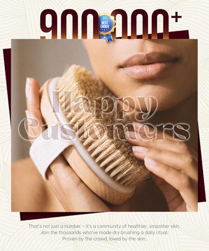 POPCHOSE Dry Brushing Body Brush, Natural Bristle Dry Skin Exfoliating Brush Body Scrub for Flawless Skin, Cellulite Reduction, Lymphatic Drainage and Blood Circulation Improvement - size: 1 Count (Boar Bristles)