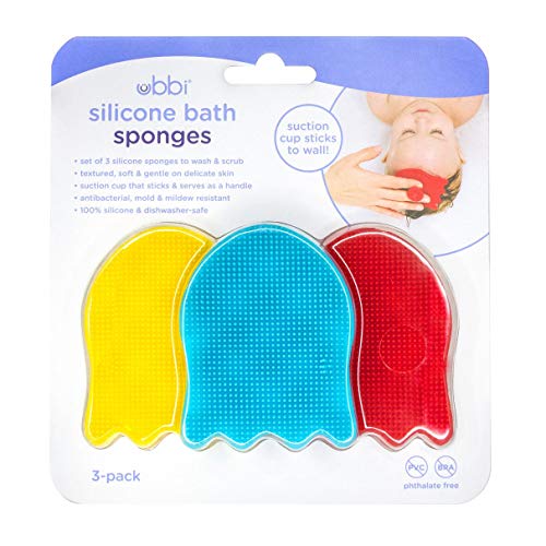 Ubbi Baby Cradle Cap Brush Silicone Brush Set, 3 Pack Soft Newborn & Infant Scalp Brushes for Gentle Bath Cleaning, BPA Free, Exfoliating Baby Bath Accessories - color: Yellow, Blue, Red