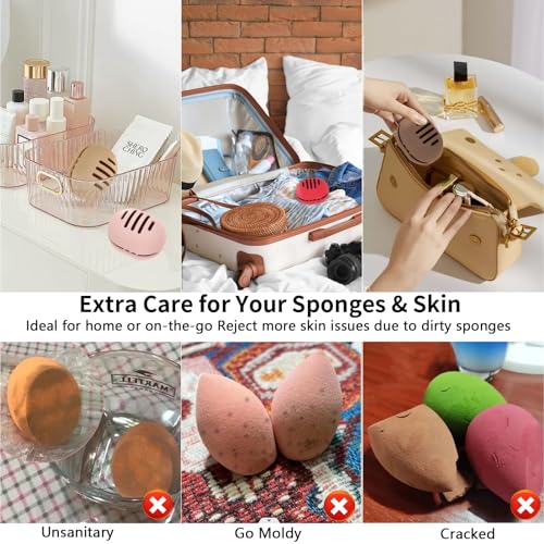 Fauxomor 2 Pcs Makeup Sponge Holder,Double-Sided Breathable Silicone Beauty Make Up Blender Case for Travel or Daily,Shatterproof Make-up Travel Case Quick Drying Easy to Carry,Grey+Pink - color: Gray&Pink, size: 1 Count (Pack of 2)
