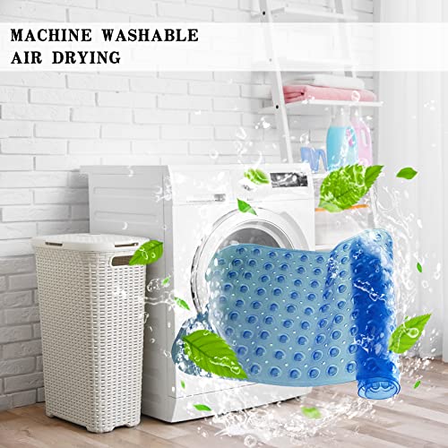 Bathtub and Shower Mats, Extra Long Non-Slip Bath Tub Mat 39 x 16 Inch, Machine Washable Bathmat with Suction Cups & Drain Holes for Bathroom Floor, Clear Royal Blue - color: Clear Royal Blue