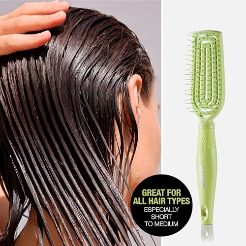 Conair Scalp Care Detangling hairbrush - Curly Hair Brush - Scalp Massager - hairbrushes for women & men - detangler for all lengths - can use wet or dry - Slim - color: Green, size: 1 Count (Pack of 1)