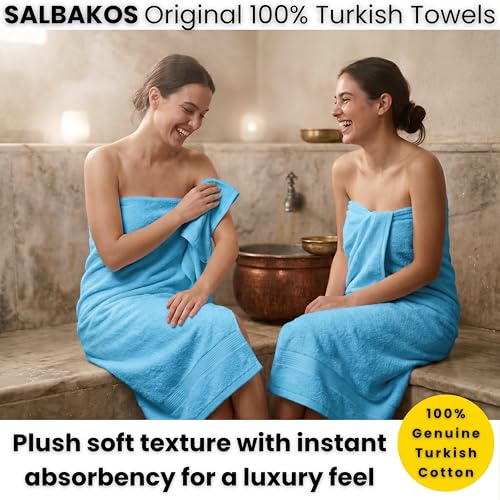 SALBAKOS 2-Piece 100% Turkish Cotton Extra Large Bath Towel 35x70 inch | Premium Hotel Quality Bath Sheet Towels | Thick, Soft, Absorbent, Oversized Bath & Beach Towels (Aqua, 2 Bath Sheets) - color: Aqua, size: 2 Bath Sheets