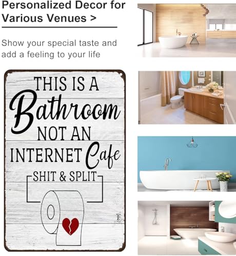 Crazysign Funny Sarcastic Bathroom Toilet Decor Sign This Is A Bathroom Not An Internet Cafe Quotes Wall Art Vintage Tin Sign 8x12 Inches (3192) - color: Grey