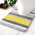 MIULEE Yellow Grey Bathroom Toilet Rugs U-Shaped, Soft Thick Microfiber Striped Contour Rugs, Non Slip Absorbent Fluffy Plush Machine Washble Quick Dry, 20x24 Inch - size: 1'8" x 2' (U-Shape)