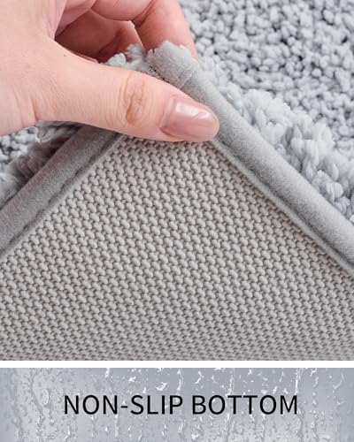 Bathroom Rugs Non Slip Washable,Ultra Soft Thick Shaggy Absorbent Bath Mats,High Density Foam Latex Non Slip Backing Bath Rugs,Microfiber Bath Mats for Bathroom Floor&Sink,24x17,Silver Grey - color: Silver Grey, size: 24" X 17"(Small Bathroom Rug)