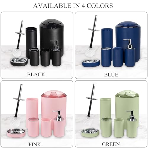 CERBIOR Bathroom Accessories Set Bath Ensemble Includes Soap Dispenser, Toothbrush Holder, Toothbrush Cup, Soap Dish for Decorative Countertop and Housewarming Gift (Apple Green) - style: Apple Green