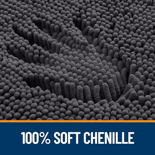 OLANLY Toilet Rugs U-Shaped 20x20, Extra Soft Absorbent Chenille Contour Bathroom Rugs for Toilet, Dry Quickly, Machine Washable, Non-Slip Bath Mat, Dark Grey - color: Dark Grey, size: 20" X 20" Contour Rug