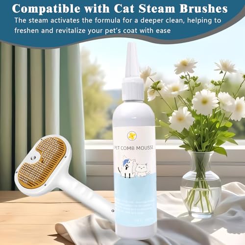 Pet Steam Brush for Dog & Cat – 3-in-1 Spray Hair Removal for Grooming, Softens Fur & Reduces Static 2*Shampoo(Steam Brush not Included) - size: 7.8"-400ML