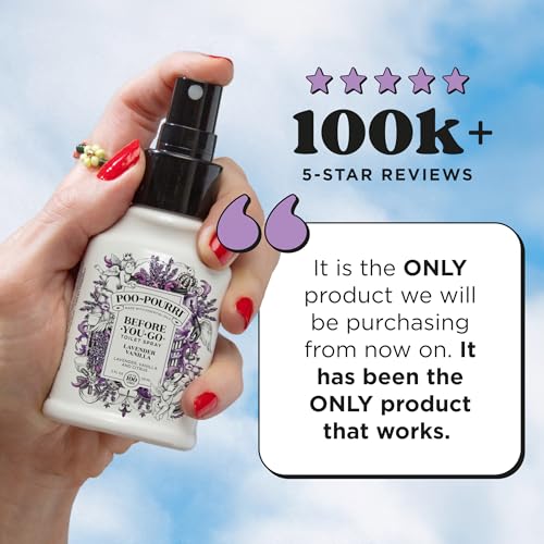 Poo-Pourri Before-You-Go Toilet Spray, Lavender Vanilla, 4 Fl Oz, Up to 200 Uses, Bathroom Odor Deodorizer, Plant-Based with Essential Oils, for Home or Work, Lavender, Vanilla and Citrus Scent - size: 4 Fl Oz (Pack of 1)
