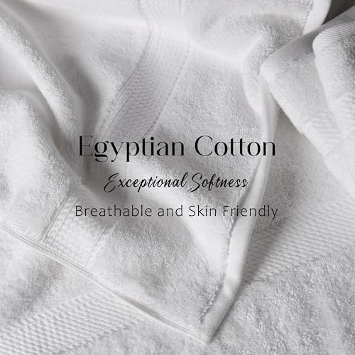 SUPERIOR Egyptian Cotton Ultra Plush & Absorbent, 6 Piece Set, White | Quick Dry, Soft Luxury Towel Set, Bath Essentials, Guest Bath, Spa, 2 Bath, 2 Hand, 2 Face Towels, Madeline Towels