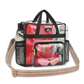 MAY TREE Clear Bag for Stadium Events, 12x6x16 Clear Tote Bag with Removable Strap, Transparent Bag for Concert Sports Gym, White & Beige-Strap - color: White & Beige-Strap