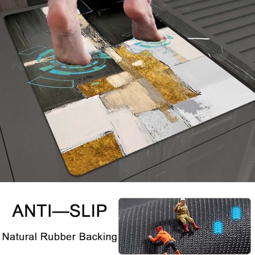Bath Mat Rug,Abstract modern black gold Non Slip Quick Dry Super Absorbent Thin Bathroom Rugs Fit Under Door-Easy to clean Bathroom Floor Mats-Shower Rug for Shower Sink Bathtub(16" x 24"In) - color: Abstract Modern Black Gold, size: 1'4" X 2'(rectangular
